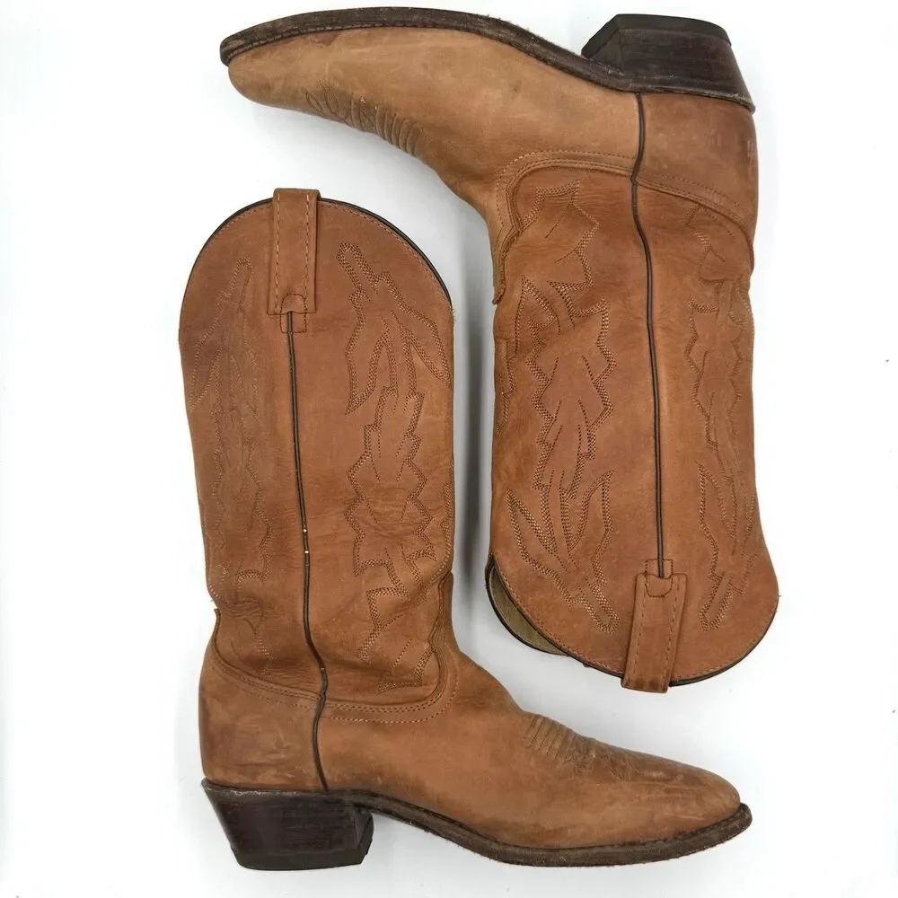 Dan Post Men’s 9 EW P2551 Brown Leather Cowboy Boots Western Made in USA